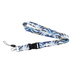 ER511 Blue Waves Painting Art Buckle Lanyard Credit Card ID Holder Bag Student Travel Bank Bus Business Card Cover Badge