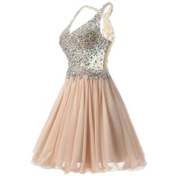 Chiffon A Line Beading Crystals Knee Length Bridesmaid Dresses Evening Formal Prom Wedding Party Homecoming Birthday Cocktail