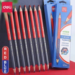 Deli Red Blue Pencil HB Dual Color Pen for Kid's Adult Design Drawing Industrial Engineering Marking Wooden Pencil Stationery