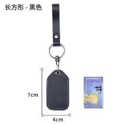 ID Card Case Keychain Access Card Bag Key Tag Ring Cow Leather Card Holder Keychain Key Ring Door Lock Access Tags