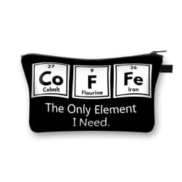 Periodic Table of Elements Print Cosmetic Case Women Makeup Bags Coffe Letters Zipper Pouch Lipstick Organizer for Cosmetics Bag