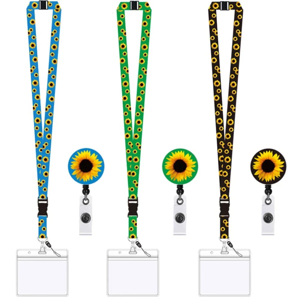 Fresh Green Yellow Sunflower Keychain Keycord Lanyards for Keys ID Card Name Badge Holder Mobile Phone Hang Rope Keyring