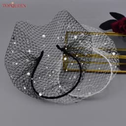 TOPQUEEN VA12 Wedding Mesh Veil Multiple Styles Birdcage Veil with Rhinestones Detachable Blusher Bachelorette Party Accessories