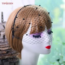 TOPQUEEN VA12 Wedding Mesh Veil Multiple Styles Birdcage Veil with Rhinestones Detachable Blusher Bachelorette Party Accessories