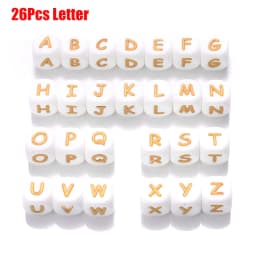 10Pcs/Lot 12mm White Alphabet English Silicone Letters Beads for Baby Personalized Pacifier Clips Teether Accessorie BPA Free