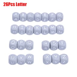 10Pcs/Lot 12mm White Alphabet English Silicone Letters Beads for Baby Personalized Pacifier Clips Teether Accessorie BPA Free