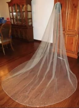 Bridal Veils Cathedral Wedding Veil 1 Tier Soft Tulle Rhinestone Edge Crystal Bead Bling Wedding Veil Customized