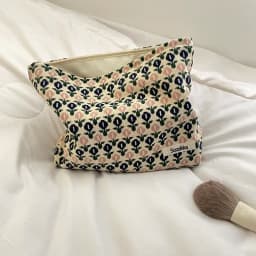 Corduroy Makeup Bag Organizer Clutch Retro Flower Print Cosmetic Bag Wash Women Travel Make Up Pouch Beauty Toilet Storage Cases