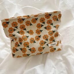 Corduroy Makeup Bag Organizer Clutch Retro Flower Print Cosmetic Bag Wash Women Travel Make Up Pouch Beauty Toilet Storage Cases