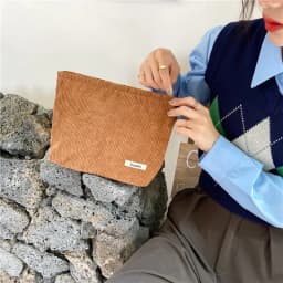 Corduroy Makeup Bag Organizer Clutch Retro Flower Print Cosmetic Bag Wash Women Travel Make Up Pouch Beauty Toilet Storage Cases