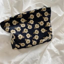 Corduroy Makeup Bag Organizer Clutch Retro Flower Print Cosmetic Bag Wash Women Travel Make Up Pouch Beauty Toilet Storage Cases