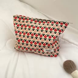 Corduroy Makeup Bag Organizer Clutch Retro Flower Print Cosmetic Bag Wash Women Travel Make Up Pouch Beauty Toilet Storage Cases