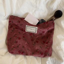 Corduroy Makeup Bag Organizer Clutch Retro Flower Print Cosmetic Bag Wash Women Travel Make Up Pouch Beauty Toilet Storage Cases