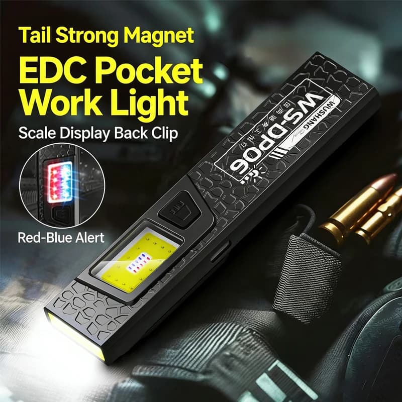LED COB Flashlight Type C Rechargeable 550LM Portable Mini Torch Pocket Lantern Flood Work Light With Magnet For Emergency