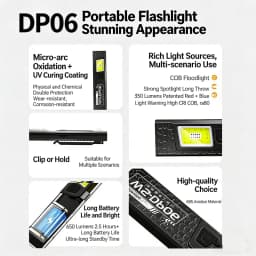 LED COB Flashlight Type C Rechargeable 550LM Portable Mini Torch Pocket Lantern Flood Work Light With Magnet For Emergency