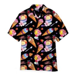 2024 Hawaiian Shirt For Men Summer Ice Cream T-Shirt Beach Prints Short Sleeved Shirt Tops Casual Original Design Men's Clothing