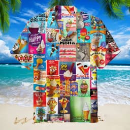 2024 Hawaiian Shirt For Men Summer Ice Cream T-Shirt Beach Prints Short Sleeved Shirt Tops Casual Original Design Men's Clothing