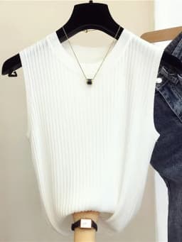 zjais Summer Spring Tanks Top Women Sleeveless Knitted T-Shirts Female Elastic Slim Casual Vests Crop Tops Camis Pullover Shirts