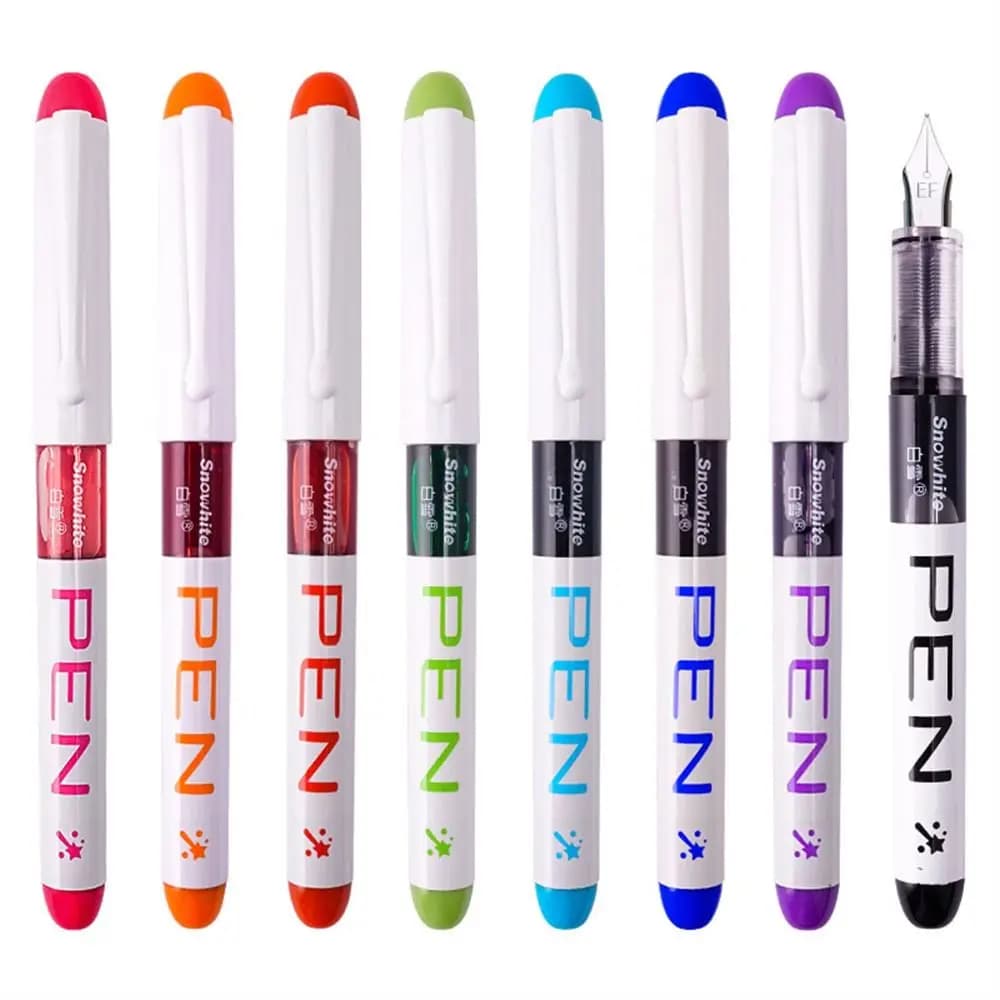0.38mm Fountain Pen Writing Large Ink Office School Supplies 8 Colors Stationery Set Kawaii Gift Fashion EF Nib