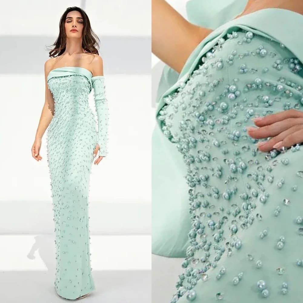 Customized Straight Tube Long Skirt, Decorative Bead, One Collar, Luxurious And Low-key, Beautiful Unique Design, Carefully Sele