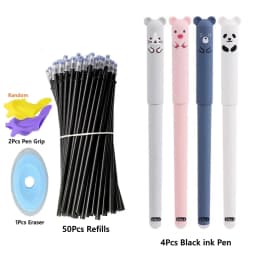 37/57Pcs/set 0.5mm Erasable Gel Pens Animals Panda Erasable Pen Refills Rods Washable Handle School Office Supplies Stationery