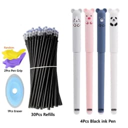 37/57Pcs/set 0.5mm Erasable Gel Pens Animals Panda Erasable Pen Refills Rods Washable Handle School Office Supplies Stationery