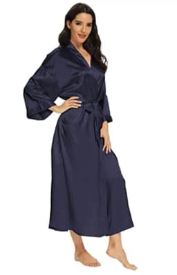 Women Silk Satin Long Wedding Bride Bridesmaid Robe Kimono Robe Feminino Bath Robe Large Size XXXL Peignoir Femme Sexy Bathrobe