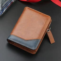 2024 New Men's PU Leather Short Wallet With Zipper Coin Pocket Vintage Big Capacity Male Short Money Purse Card Holder