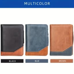 2024 New Men's PU Leather Short Wallet With Zipper Coin Pocket Vintage Big Capacity Male Short Money Purse Card Holder