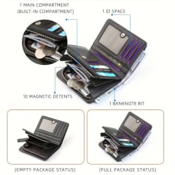 2024 New Men's PU Leather Short Wallet With Zipper Coin Pocket Vintage Big Capacity Male Short Money Purse Card Holder