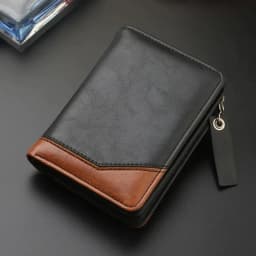 2024 New Men's PU Leather Short Wallet With Zipper Coin Pocket Vintage Big Capacity Male Short Money Purse Card Holder