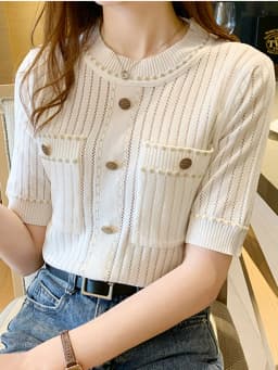 zjaiss White Tshirt Women Summer 2026 Short Sleeve Top Ladies Pockets Basic T Shirts Knitted Casual Clothes Tee Shirt Femme