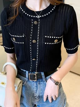 zjaiss White Tshirt Women Summer 2026 Short Sleeve Top Ladies Pockets Basic T Shirts Knitted Casual Clothes Tee Shirt Femme