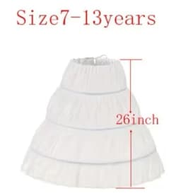 White Child Petticoat A-Line 3 Hoops One Layer Kids Crinoline Lace Trim Flower Girl Dress Underskirt Elastic Waist for Children
