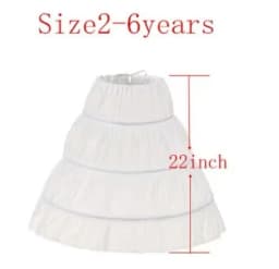 White Child Petticoat A-Line 3 Hoops One Layer Kids Crinoline Lace Trim Flower Girl Dress Underskirt Elastic Waist for Children