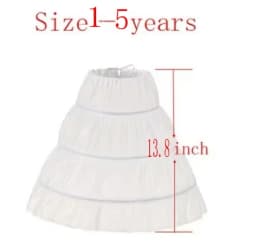 White Child Petticoat A-Line 3 Hoops One Layer Kids Crinoline Lace Trim Flower Girl Dress Underskirt Elastic Waist for Children