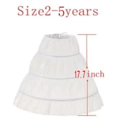 White Child Petticoat A-Line 3 Hoops One Layer Kids Crinoline Lace Trim Flower Girl Dress Underskirt Elastic Waist for Children