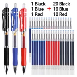 43 PCS Gel Pens & Refills Set Stationery Kawaii Writing Pen Black/Red/Blue Ink 0.5 mm Blue Ballpoint Pen Office School Supplies