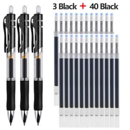 43 PCS Gel Pens & Refills Set Stationery Kawaii Writing Pen Black/Red/Blue Ink 0.5 mm Blue Ballpoint Pen Office School Supplies