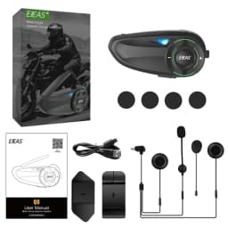 EJEAS Q8 Bluetooth 5.1 Motorcycle Helmet Headset Intercom, with EUC Remote Walkie Talkie, for 6 Riders Talking At Real Time IP67