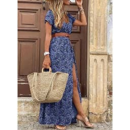 Elegant Floral Pleated H Shaped Midi Dress Female V Neck Puff Sleeve Waist Ruched Button Dresses Women Summer Dress Robe