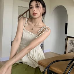 Sexy Tank Top Bow Halter Crop Tops Women Summer Folds Camis Backless Camisole Casual Bandage Tee Female Sleeveless Cropped Vest