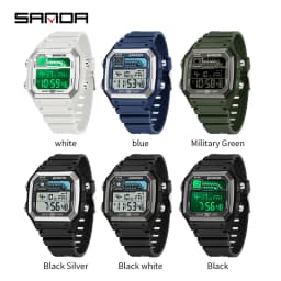 SANDA Outdoor Sport Electronic Chronograph Watch Men Multifunction Watches Alarm Clock Chrono Waterproof LED Digital Wrist Watch