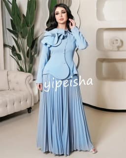 Customized Formal Jersey Flower Pleat A-line Scoop Neck Dresses Homecoming Dress Classic Exquisite Modern Style Gown for Women