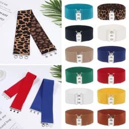 Women Fashion Wide Elastic Belt Metal Buckle Cinch Waistband Ladies Dress Waist Band Fashion Accessory