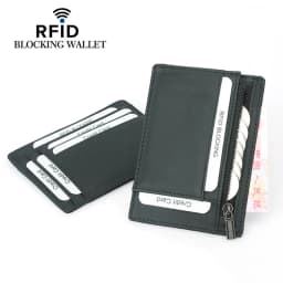 RFID Blocking Genuine Leather Men Wallet Small Credit Card Holder Cash Clip Slim ID Case Coin Purse For Male Pocket Money Bag