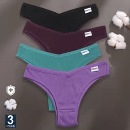 FINETOO 3PCS/Set Panties Women Cotton Lingerie Female Thongs Sexy Underwear Low-Rise Underpant Bikini Brazilian Briefs