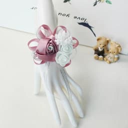 Set of 6 Royal Blue Pink Wrist Corsages Flowers for Wedding Prom Bridal Bridesmaid Girl Mother Women Rose Bracelet Hand Flowers