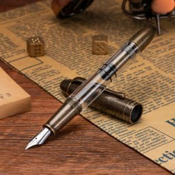 Asvine P30 Piston Brass Fountain Pen Torpedo Shape Metal and Acrylic EF/F/M/Stub Nib Vintage Retro Writing Office School Pen