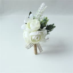 6PCS White Ivory Rose Boutonniere for Men Groom and Best Man Boutonnieres with Artificial Flower for Wedding Ceremony Anniversar